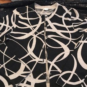 J. Crew medium black & gray cardigan marino wool